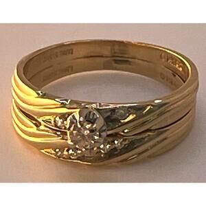 14K Yellow Gold 2 Piece Wedding Set, With Diamonds, Size: 5.25